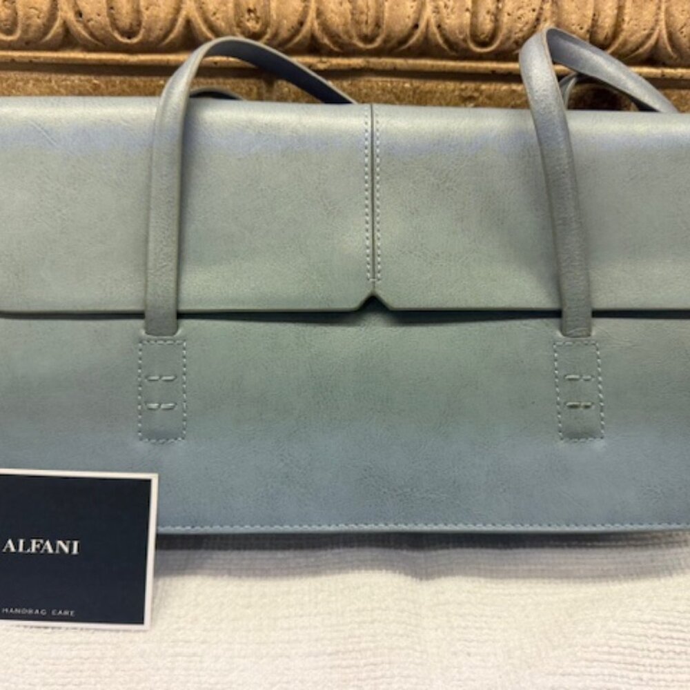 New ALFANI Blue Leather shoulder bag Purse Handbag